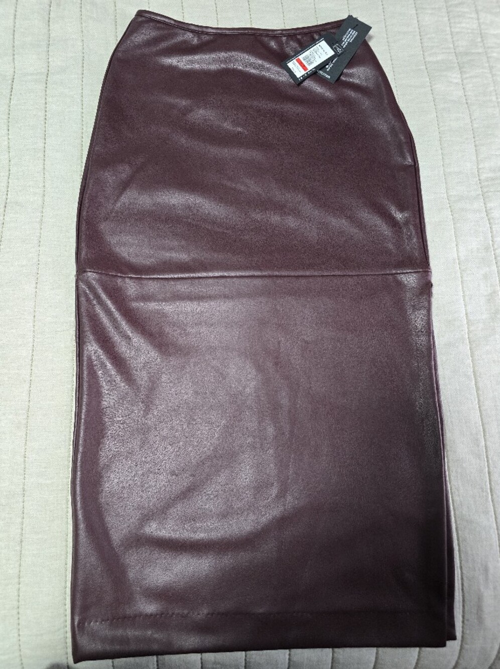 Kenneth Cole Faux Leather Pencil Skirt in Deep Burgundy - Picture 3 of 11
